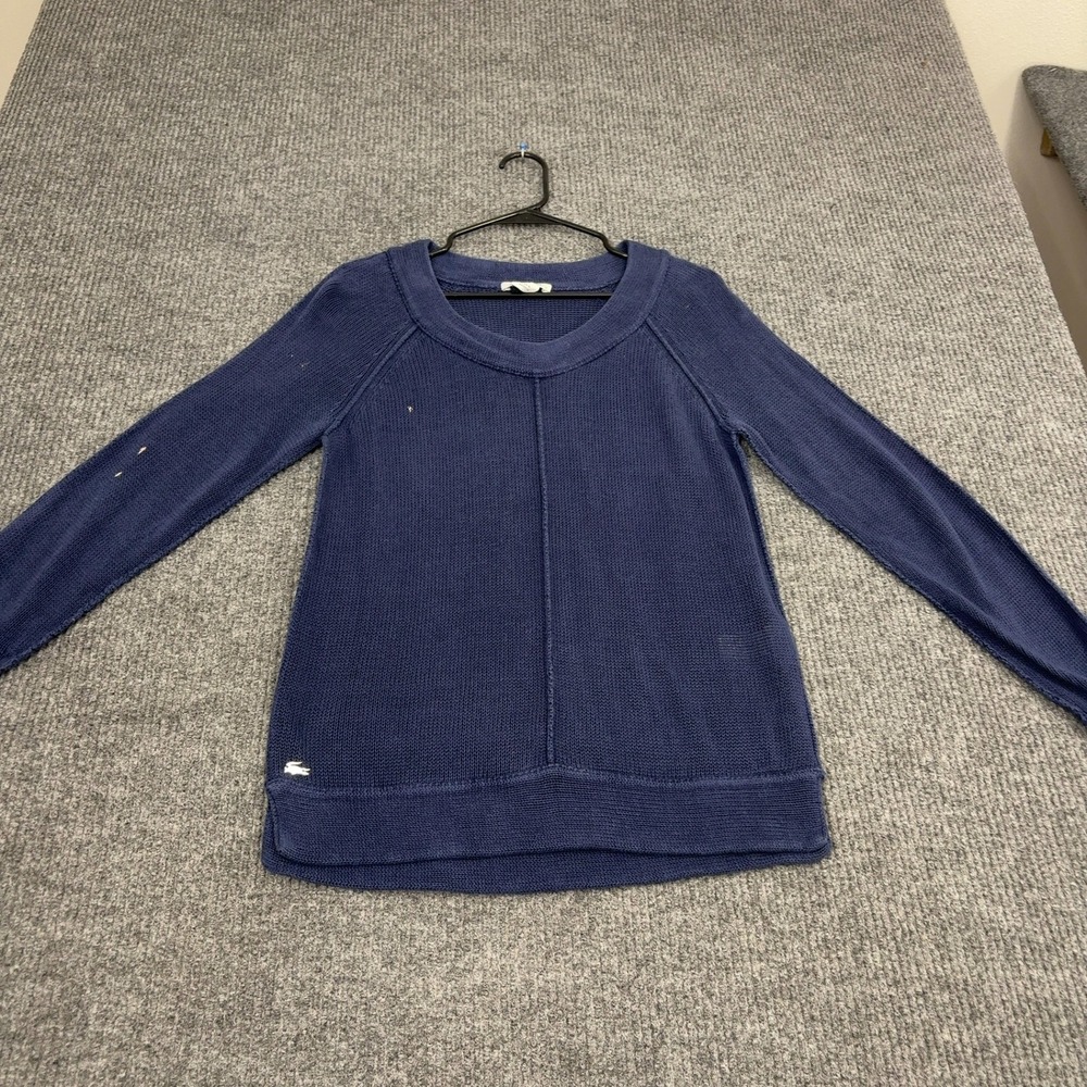 Lacoste Sweater Womens 40 Blue‎ Cotton Knit Scoop Neck Pullover Preppy Style